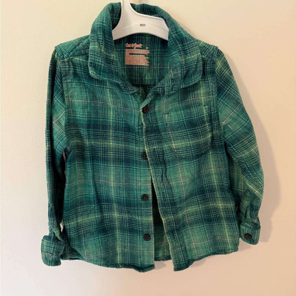 Cat & Jack Green Plaid Flannel Jacket
